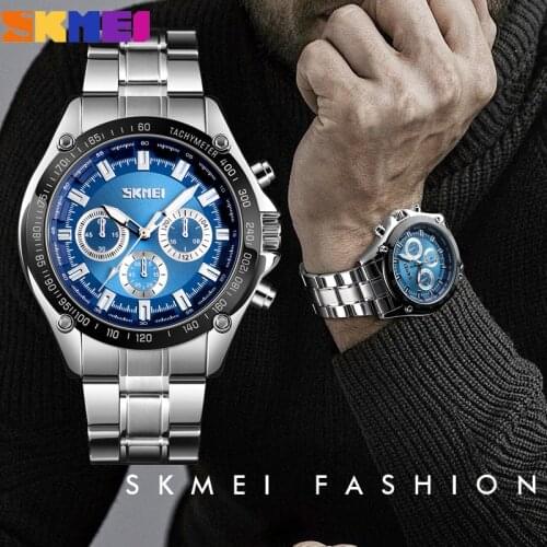 Fashion Mens Quartz Wristwatch SKMEI Stainless Steel Waterproof Clock Business Male Watch Bracelet For Gifts Relogio Masculino