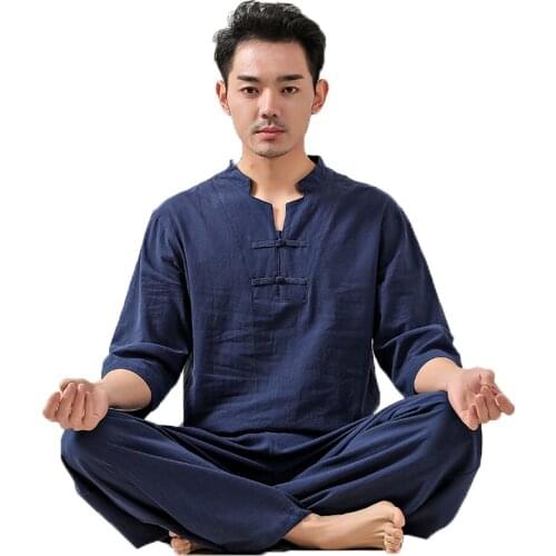 Men Hanfu Tai chi Uniform Cotton Linen 4 Colors High Quality Wushu Kung fu Clothing Adults Martial arts Wing Chun Suit New