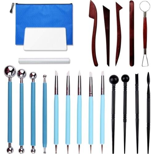 20 Pieces Sets Clay Pottery Clay Sculpture Tools Multi-function Carving Production Combination Art Supplies Set Pottery Tools