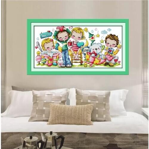 Sweet Cross Stitch Kits Embroidery Needlework Kit Home Decor Beginner Printed Canvas DMC Counted printed Cross-stitch set