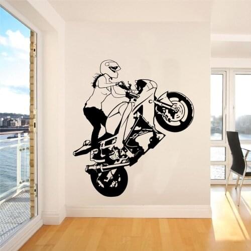 Cool Girl Riding Motorbike Decal Wall Sticker Motorbike for Home And Motor Garage Decoration Removable A002538