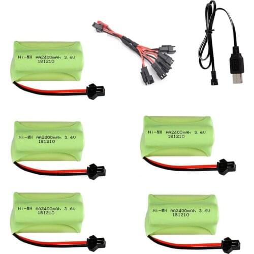 Ni-MH 3.6V 2400mah Battery +3.6v charger For Rc toy Car Boat Gun Tank Train Robot AA 3.6v 700mah Rechargeable Battery Pack
