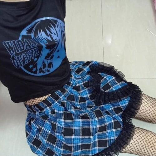 Ruibbit New Arrival Gothic Harajuku Punk Hot Girl Blue Red Plaid Skirts Fashion Sweet Girl Mini Kawaii A-Line Mini Skirt Y2k