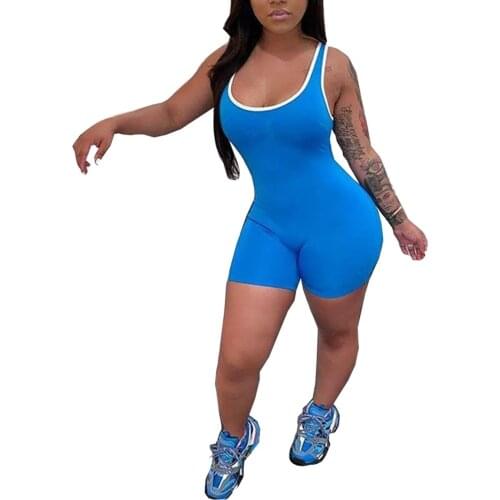 New Women Yoga Jumpsuit Sleeveless Solid Skinny Sheath Yoga Fitness Home Gym Female Yoga Short Wear Exercise Sportswear