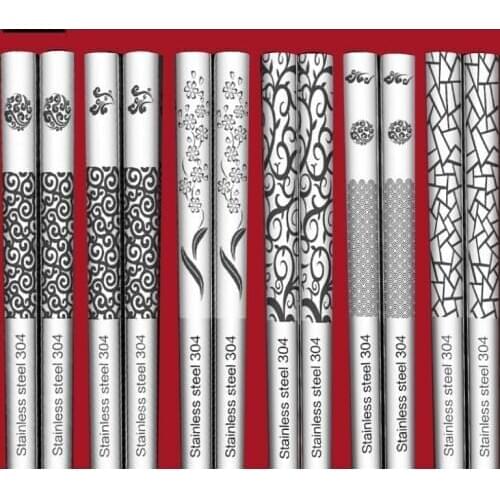 High Quality Stainless Steel Chopsticks Square Laser Anti-scalding Anti-skid for Household Hotel Tableware Chinese Chopsticks SN