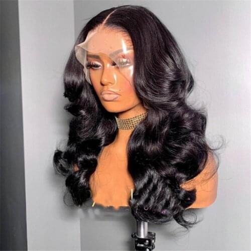 Lace Front Wigs Long Wavy Hair Natural Black Color 1B Mixed Synthetic Wigs for Black Women Heat Resistant Fiber 26 Inch