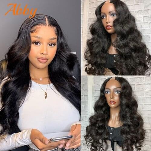 Body Wave Wigs For Women Human Hair Mongolian Body Wave U Part Glueless No Gel Wigs 180% Density Middle U Shape Remy Wigs ABBY