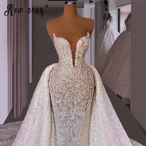 Vintage Mermaid Princess Ball Gown Wedding Dress Detachable Train Sweetheart Lace Up Court Train Bridal Gowns