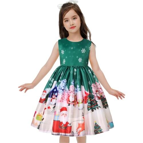 Girls Dresses 2021 Ins New Santa Claus Snowflake Childrens Dresses Cartoons Print Princess Dresses Christmas Costume 3-10 Years
