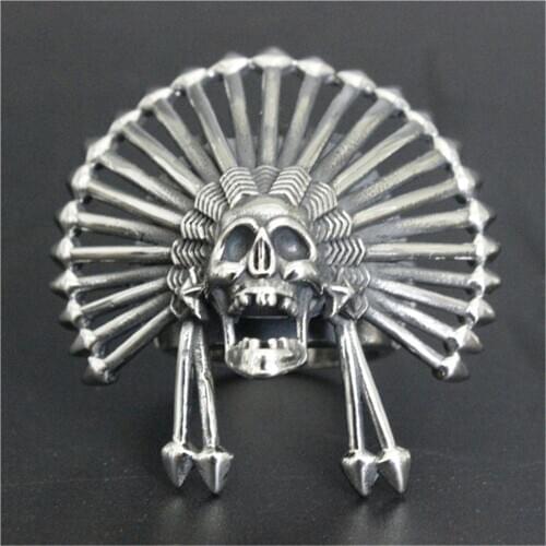 Support Dropship Size7-13 Huge Skull King Ring 316L Stainless Steel Jewelry Men Boys Ghost Skull Ring