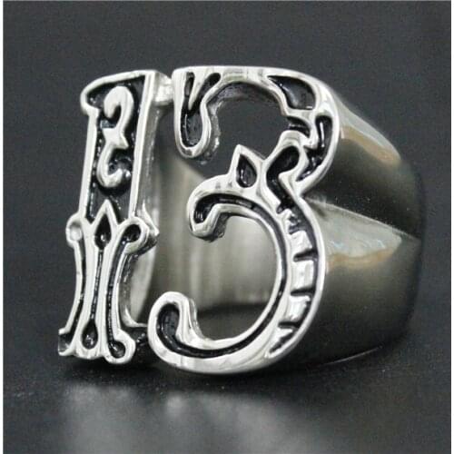 Drop Ship Personality Design Cool Lucky 13 Ring 316L Stainless Steel Jewelry Mens New Road 13 Biker Ring
