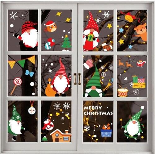 Christmas Wall Window Glass Electrostatic Sticker Marry Christmas Santa Claus Decoration Sticker For Home 2022 New Year Decor