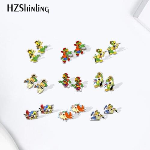 Saludos Amigos Three Caballeros Cartoon Pattern Acrylic Stud Earrings Resin Epoxy Ear Jewelry