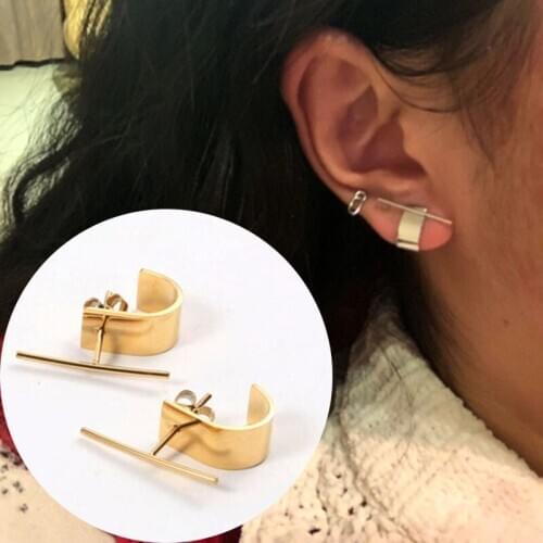 Punk combination gold stainless steel stud earrings for women men creative korean earrings unusual fashion 2020