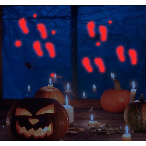 Horror Halloween Luminous Wall Stickers Blood Fingerprint Footprint Stickers Halloween Decoration Party Bar Room Scary Decor