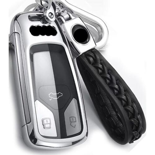 Car Key Cover For Audi A4L A4 B9 Q5 Q7 TT TTS TFSI A5 S5 8S 2016 2017 NEW 2019 Ring Car Remote Key Fob Shell Cover Case Protect