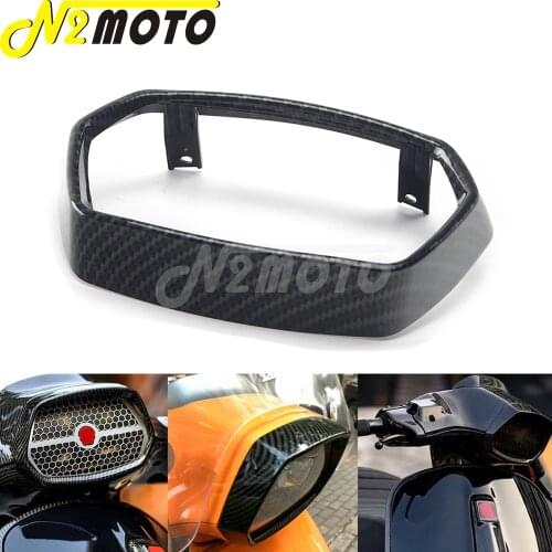Carbon Fiber Motorcycle ABS Plastic Front Headlight Bezel Trim Head Lamp Cover Decoration Protector For VESPA 150 Sprint 2017-20