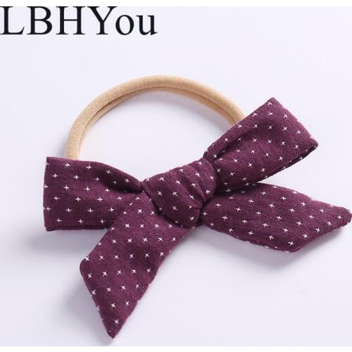 Girls spring and autumn soft hair with a cross cotton bow headband, strong elastic seamless baby headgear