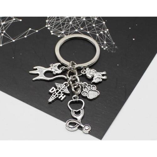 Veterinary stethoscope keychain, animal dog cat nurse keychain veterinary jewelry gift