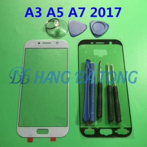External Original Front Outer Glass Lens replacement for Samsung Galaxy A3 A320 A5 A520 A7 A720 LCD touch screen glass+Adhesive