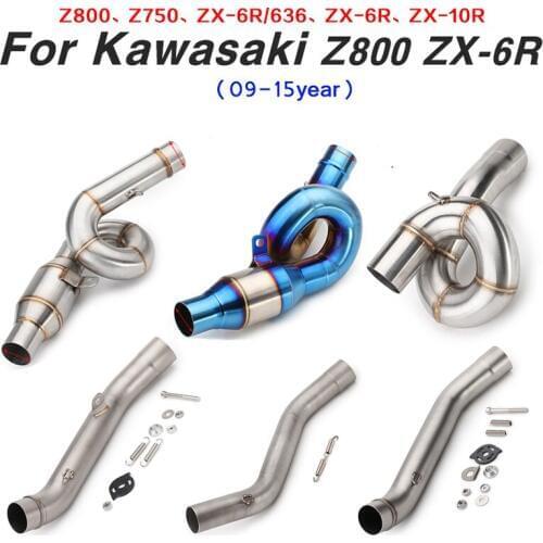 Z800 ZX6R Mid Pipe Full Systm For Kawasaki z800 z750 zx6r zx10r Slip-On Motorcycle muffler exhaust pipe Modified mid link pipe