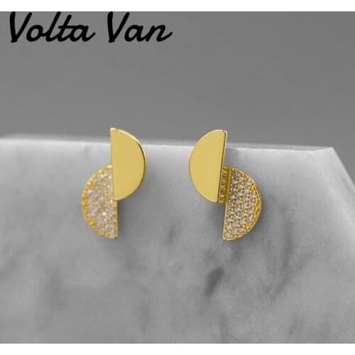 Volta Van Zircon Stud Earrings 925 Sterling Silver 2021 New Elegant Classic Moon Luxury Fine Jewelry Concise Silver Earrings
