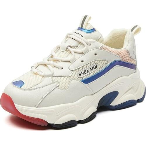 2021 Women Summer Soft Tennis Charms School Daddy Shoes Thick Bottom Round Toe Designer Leisure Female Sport Vulcanize Sneakers