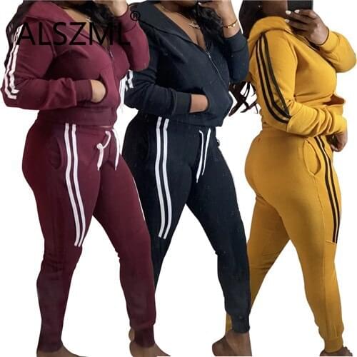 Hooded special design long sleeve zipper pockets crop top and pants 2 pieces set casual lady fashion tracksuits