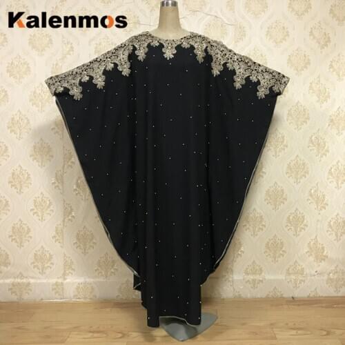 Muslim Kaftan Abaya Dresses Women Tunic Ramadan Islamic Batwing Sleeve Lace Beading Loose Outwear Dubai Arab Long Robe Plus Size