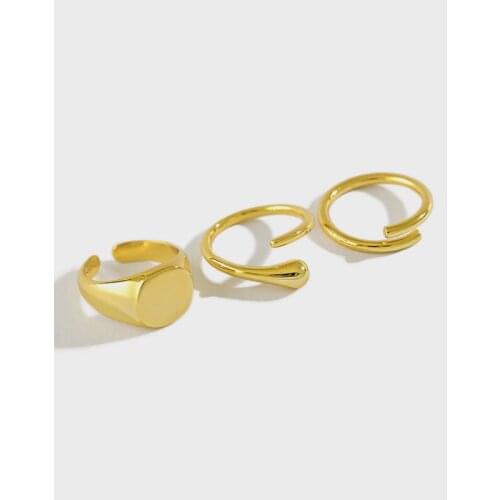 1PC Authentic 925 sterling silver White/ Gold Waterdrop /Crossed /Round Ring adjust Fingers Jewelry TLJ1221