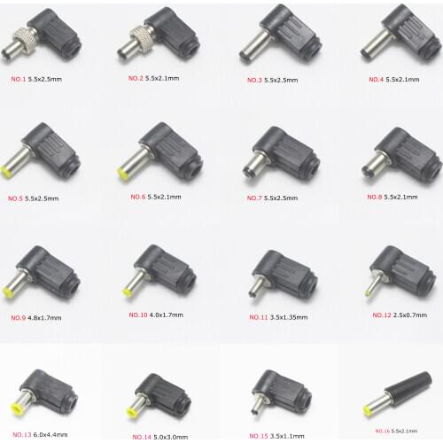 1pcs DC Power Male Plug Jack Adapter 90 Degree Male 5.5x2.1mm 5.5x2.5mm 4.8x1.7mm 4.0x1.7mm 3.5x1.35mm 2.5x0.7mm 5.0x3.0 6.0x4.4