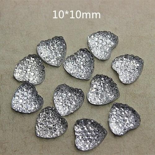 100pcs 10mm bling clear resin rhinestone heart flatback cabochon DIY craft decoration