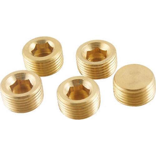 5 Pcs Brass Internal Hex Head Socket 3/8" PT Thread Pipe Plug Fitting Free shipping