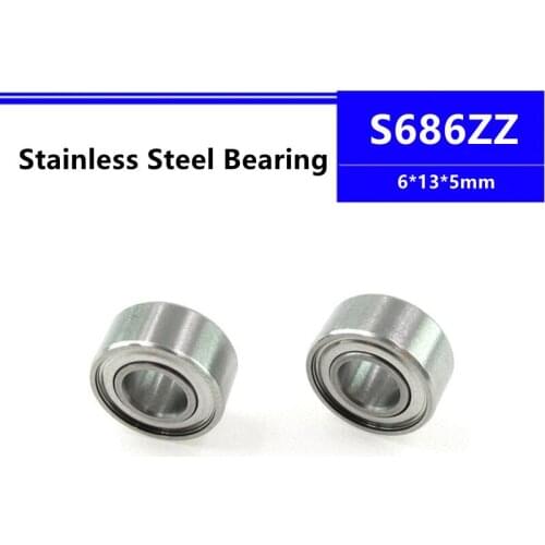 50/100/500pcs S686ZZ 6*13*5mm Stainless Steel Deep Groove Ball Bearing 6x13x5mm SB686ZZ S686 S686Z