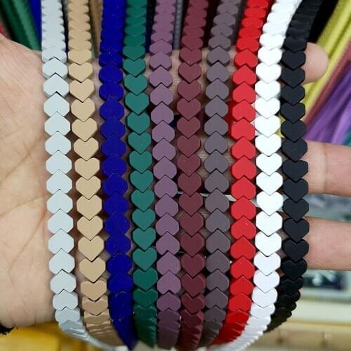 8mm Natural Stone Hematite Nano-tech Rubber Coated Love Heart Shape Loose Beads for Jewelry Making DIY Material XPC001