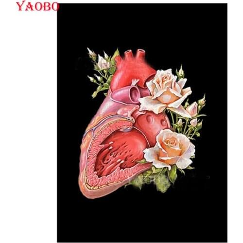 Full Round Square Diamond Embroidery Heart Human Organs Medical Anatomy Diamond Painting Cross Stitch Diamond Mosaic handmade