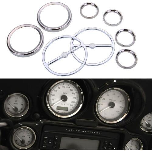 Chrome Speedometer Gauges Bezels Horn Cover case for Harley Electra Street Road Glide