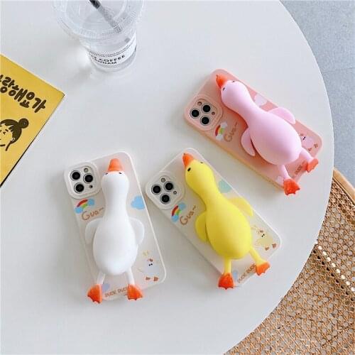 3D Creative Release Pressure Cute Duck Phone Case For iPhone 12 11 pro Max XS Max X XS 7 8 Plus Silicone Soft Shell Anti-fall