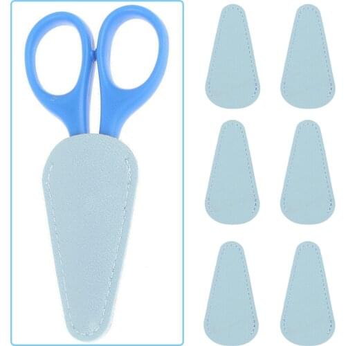 6pcs Colorful Eyebrow Trimming Gift Tool Portable Collect Protection Cover PU Leather Scissors Sheath Durable Safety Accessories