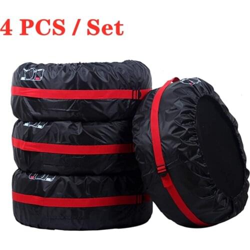 4pcs /Set Universal Car Spare Tire Cover Case 210D Oxford Tires Storage Bag Auto Tyre Wheel Protector Dustproof Waterproof