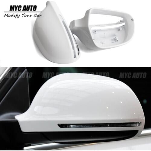 Mirror Cover For Audi A3 8P A4 S4 B8 8K A5 S5 B8 8K A6 S6 C6 4F Q3 SQ3 2008 2009 2010+ Gloss Black &White Rear Vew Mirror Cover