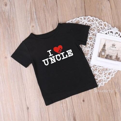 I Love My Uncle Baby T Shirt Summer Short Sleeve Children Clothing Unisex Kids Cotton Tee Tops Baby Clothes 1-10Y