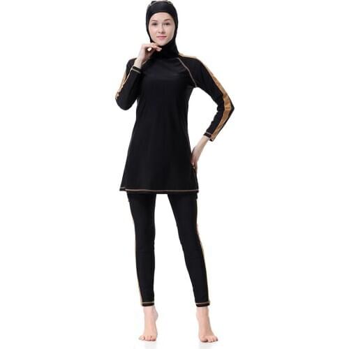 Islamic Swimsuit 2Piece Hijabs Long Sleeve Hooded Top+Pants Full Cover Muslim Swimwear Women S-XXXL Plus Size Moslem Swimsuits