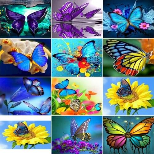 GATYZTORY 40x50cm Frameless Painting By Numbers For Adult Butterflies Animals On Canvas Pictures By Numbers Home Decoration Gift