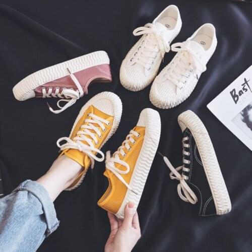 Women Canvas Sneakers Casual Shoes Flats Lace-up Trainers Footwear Vulcanized Shoes Comfortable Walking Shoes Female Shoes