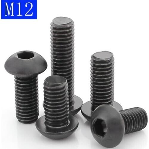 M12 12mm M12 x 1.75 black 10.9 Alloy Steel Button Head Hex Bolts Hexagon Socket Screws ISO 7380 DIN 7380