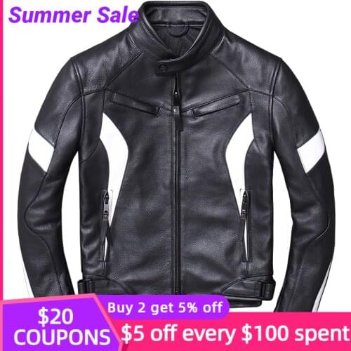 2021 Black American Motorcycle Style Genuine Leather Jacket Men Plus Size 4XL Real Cowhide Autumn Slim Fit Short Bikers Coat
