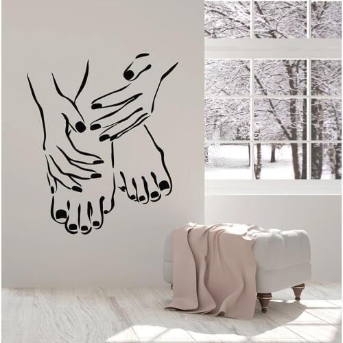 Wall Decal Nail Art Studio Pedicure Manicure Salon Design Woman Fashion Interior Decor Vinyl Window Stickers Art Mural M755