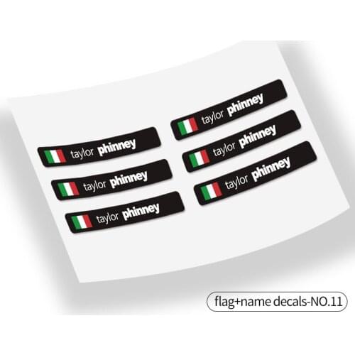 Custom Unique Name National Flag Stickers for Road MTB Bike Frame Flag Personal Name Bicycle Decals