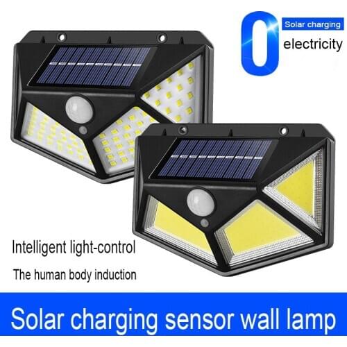 100led COB Solar Light PIR Motion Sensor Wall Lamp Human Body Infrared Outdoor Waterproof Home Garden Street Security Lights